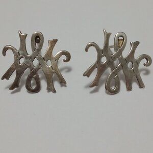 Vintage Artisan Sterling Silver Abstract Modernist Earrings